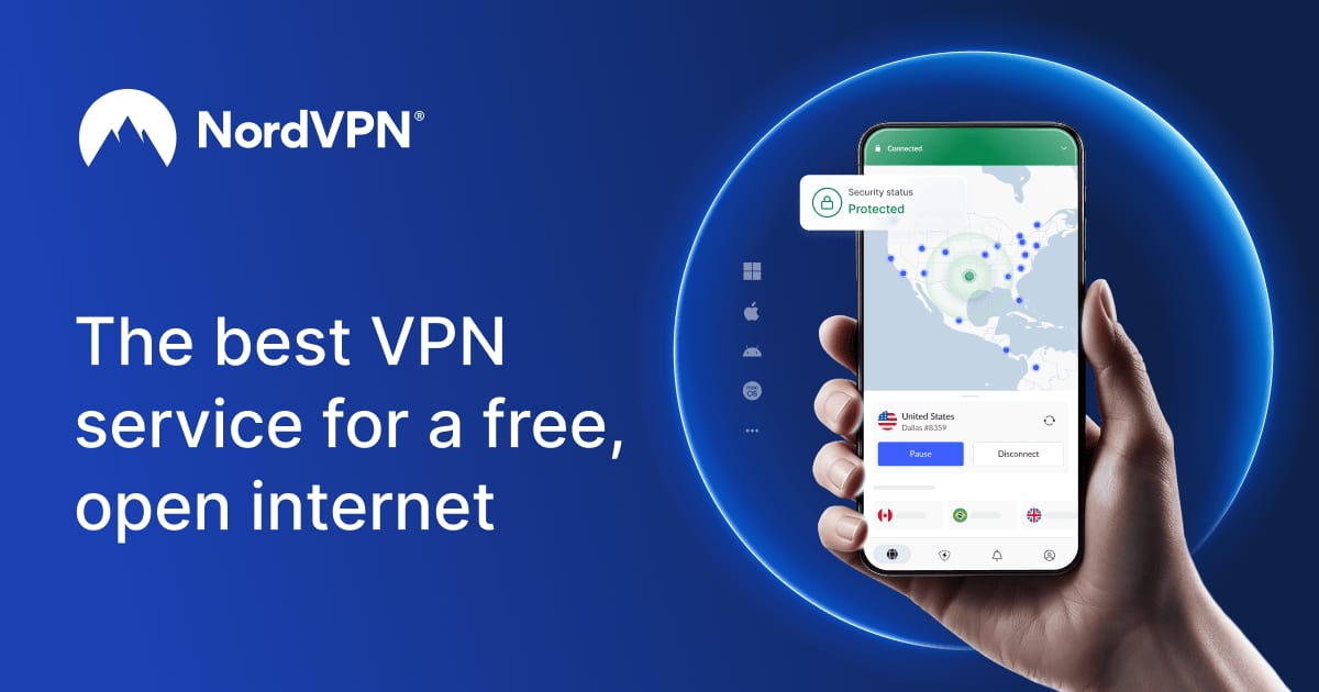 The NordVPN app showing the server map and quick connect button