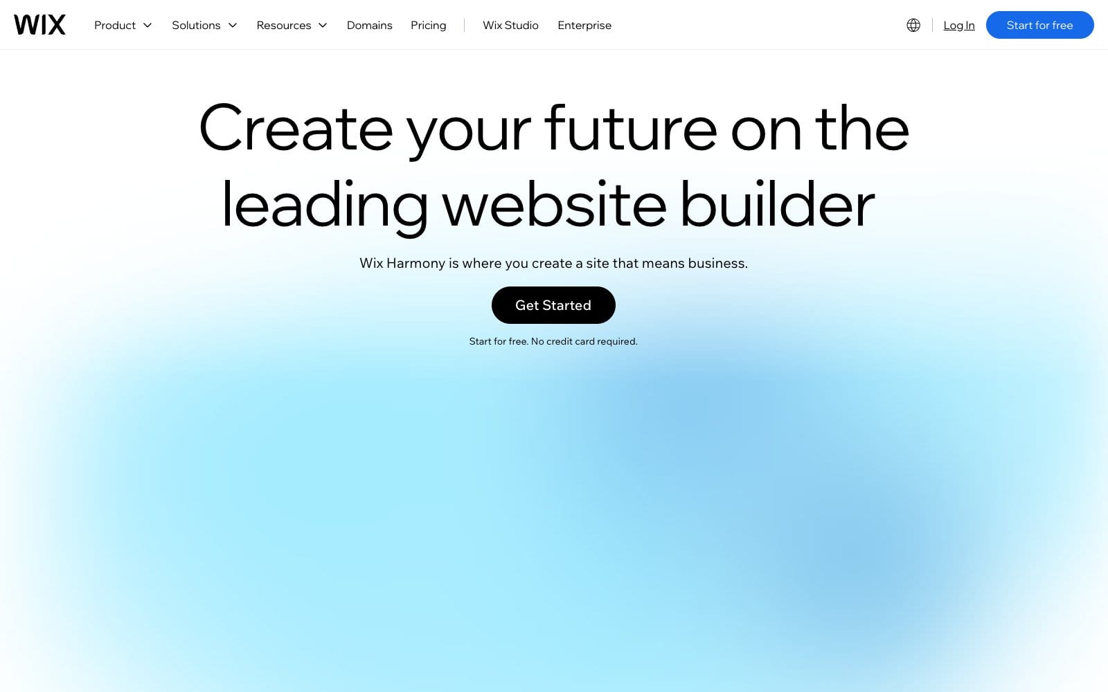 Wix home page with the Harmony AI builder prompt